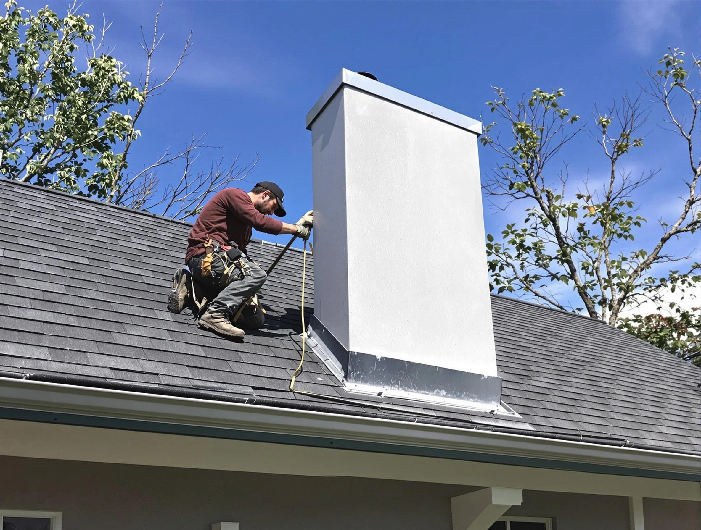 Peoria Chimney Sweep team member finishing chimney construction in Peoria, AZ