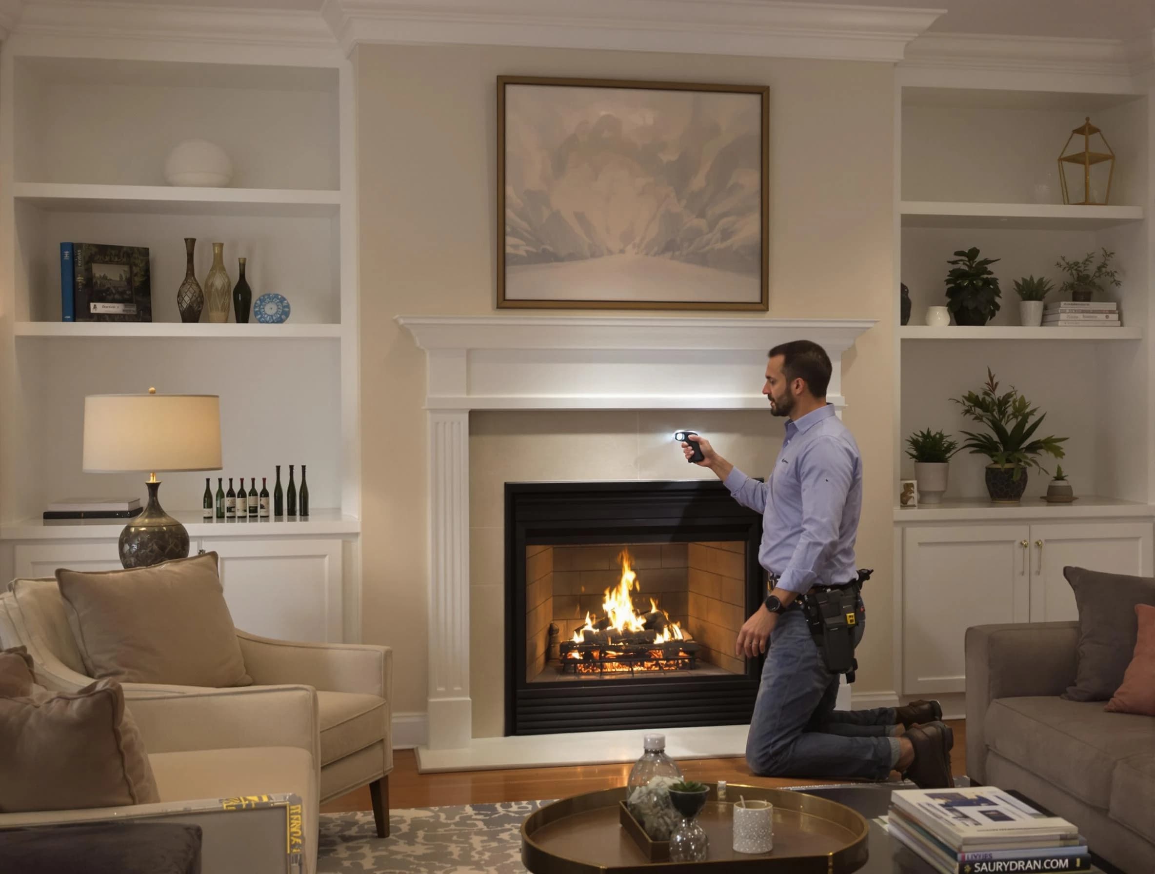 Peoria Chimney Sweep conducting a fireplace safety inspection in Peoria, AZ