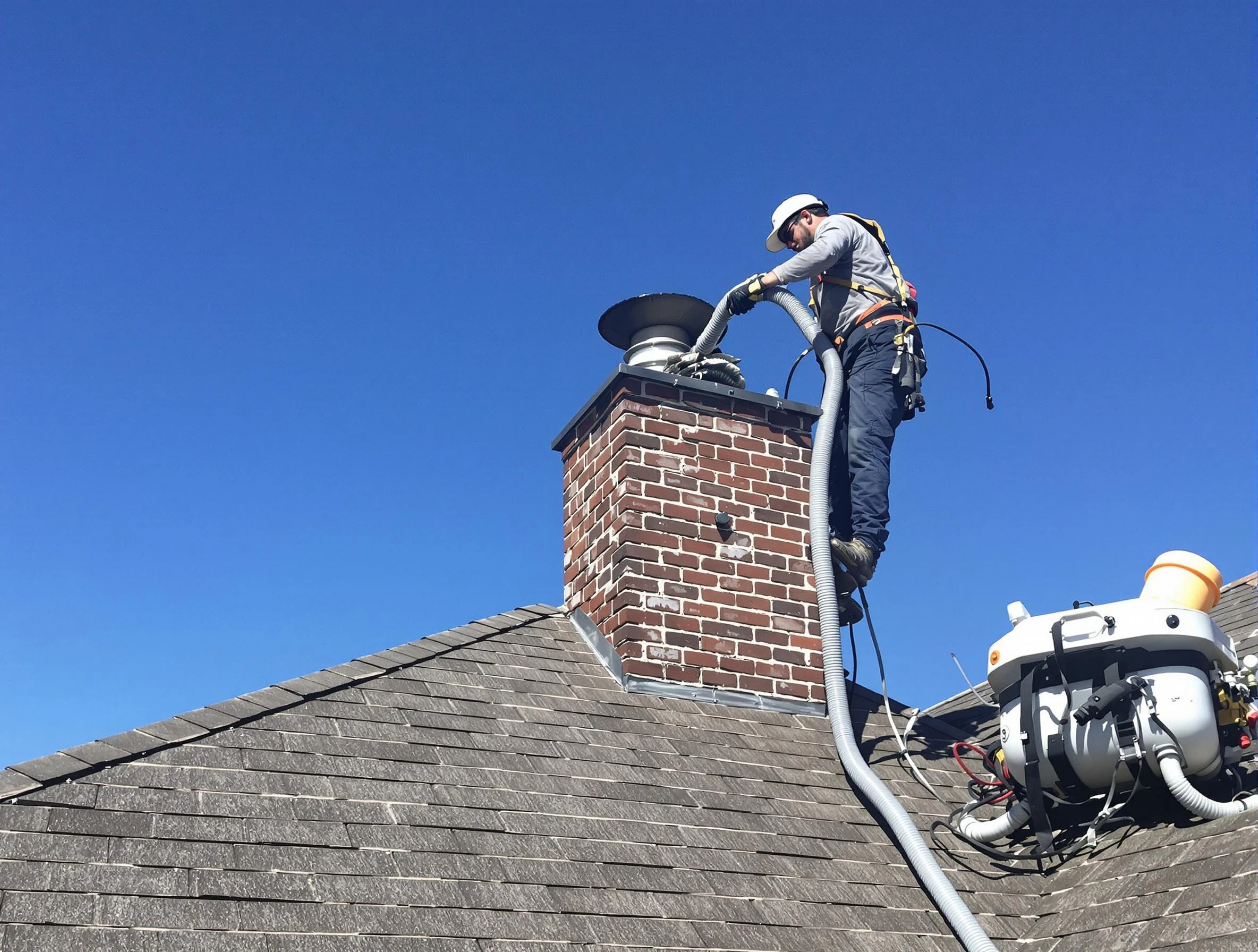 Dedicated Peoria Chimney Sweep team member cleaning a chimney in Peoria, AZ