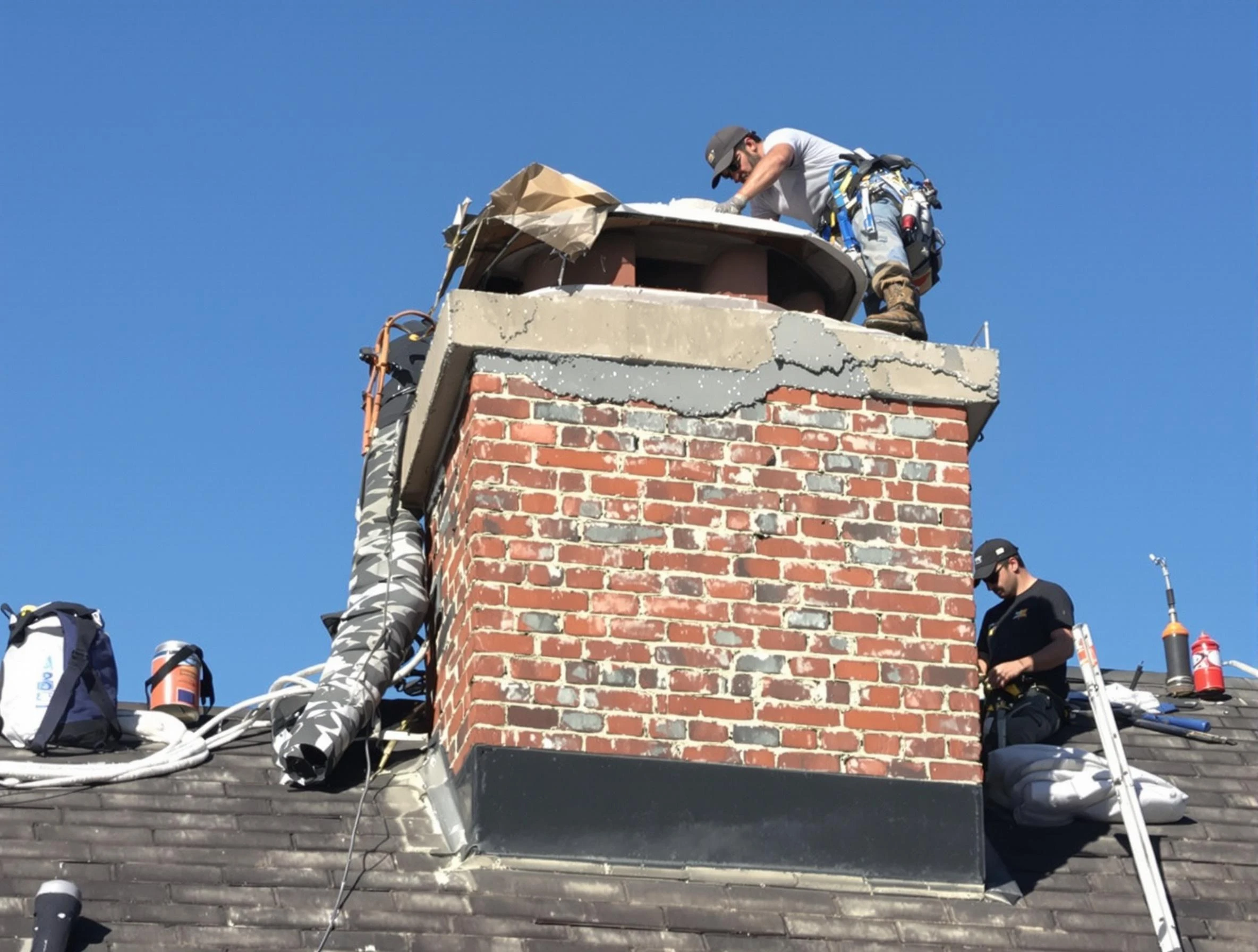 Peoria Chimney Sweep installing a custom chimney crown in Peoria, AZ
