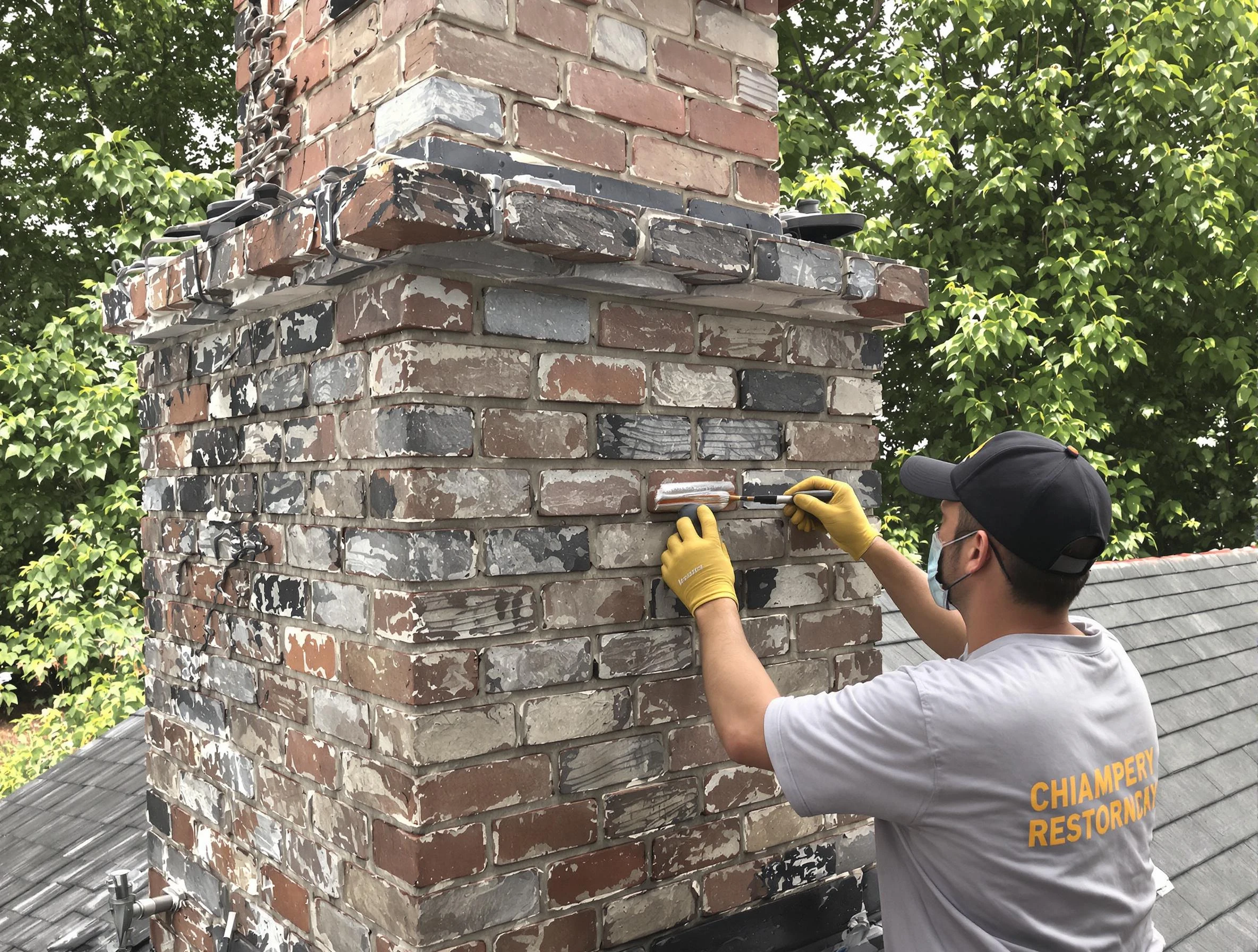 In-progress chimney restoration by Peoria Chimney Sweep in Peoria, AZ